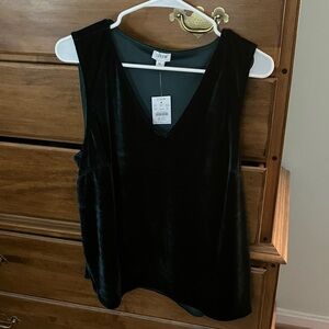 J CREW Green Velvet V-Neck Tank Top